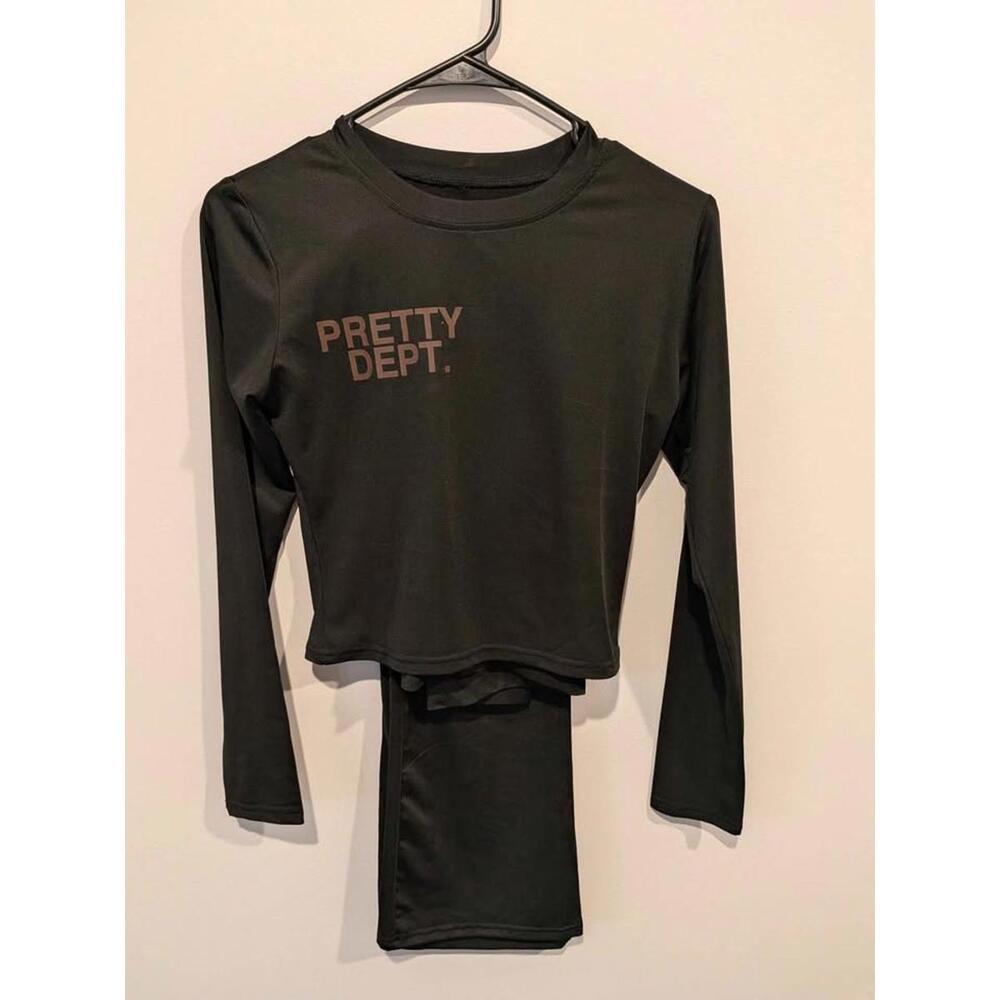 PRETTY DEPT. Small Black Long Sleeve Top & Pants Set